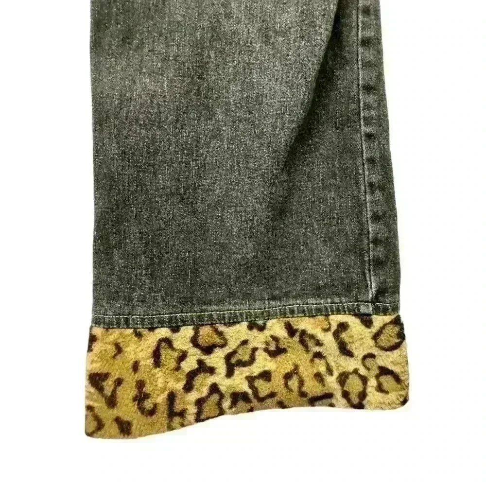 Children’s Place‎ Girls Size 12 Stretch Jeans With Flower And Leopard Hem Design